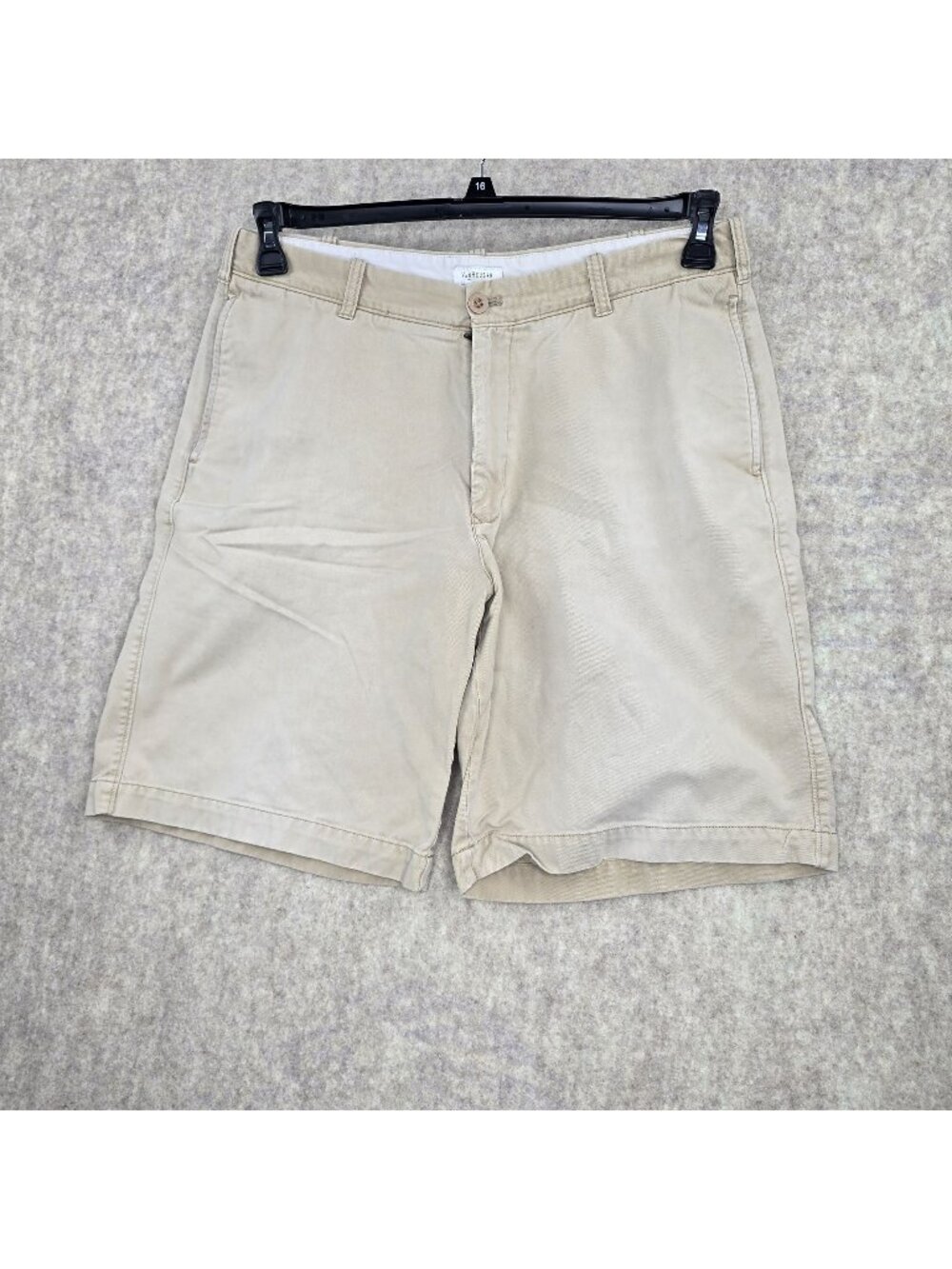 Van Heusen Mens Beige Chino Shorts Size 36 Flat Front Lightweight 100% Cotton